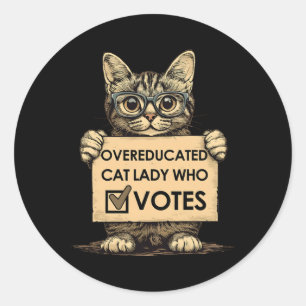 Adesivo Mulher de Gato com Excesso de Educação que Vota