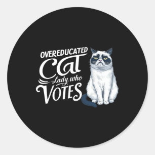 Adesivo Mulher de Gato com Excesso de Educação que Vota