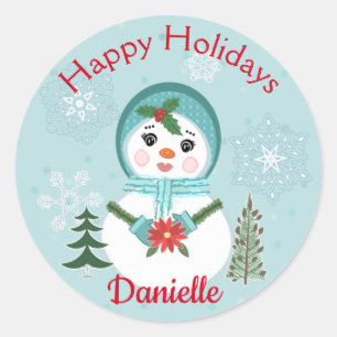 Adesivo Mulher de Neve Personalizada de Natal