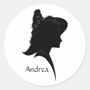 Adesivo Mulher de Silhueta Vintage com Chapéu Pessoal