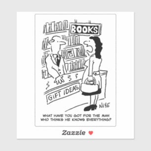 Adesivo Mulher de um Cartoon de Livraria.
