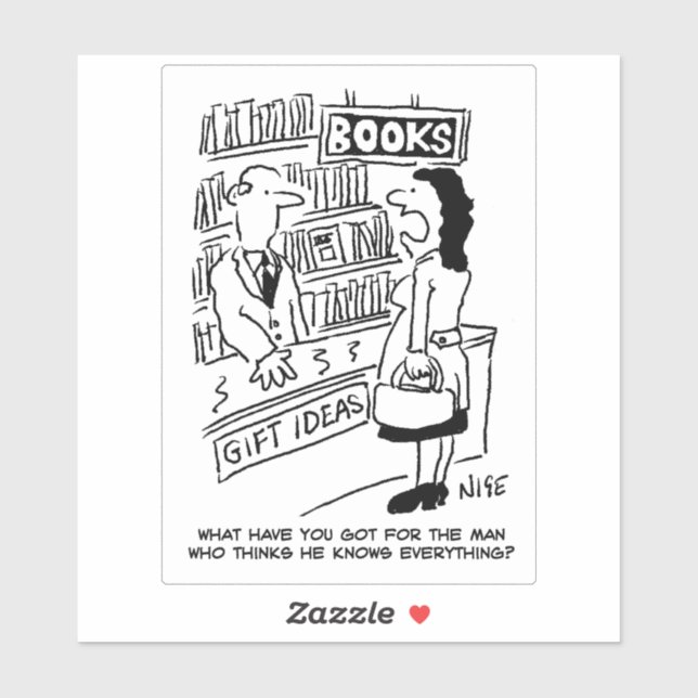 Adesivo Mulher de um Cartoon de Livraria. (Folha)