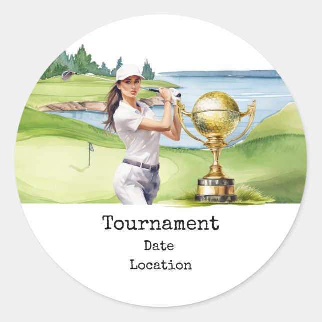 Adesivo Mulher do Golfe no campo de golfe (Frente)