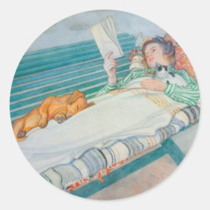 Adesivo Mulher e Cachorro em um Banco