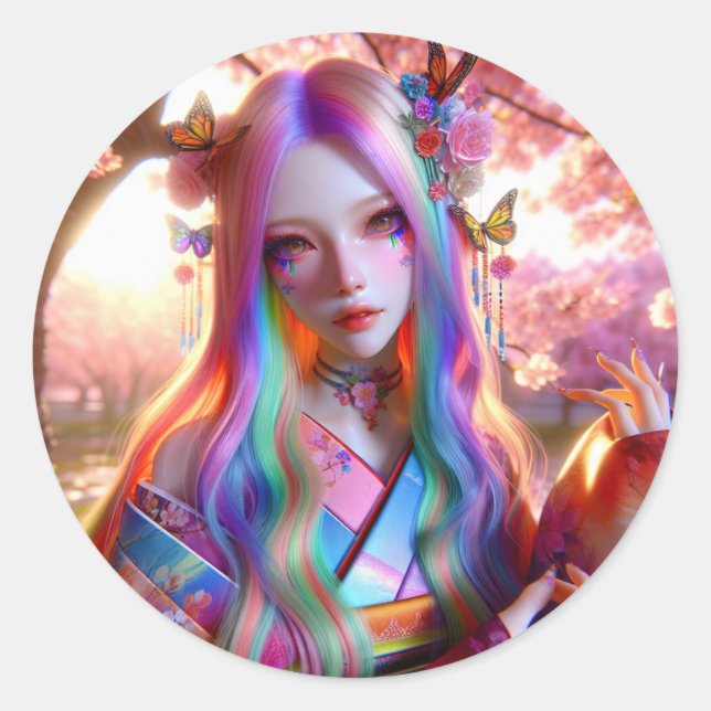 Adesivo Mulher Eética Mística bonito com Borboletas (Frente)