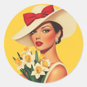 Adesivo Mulher Elegante com Daffodils