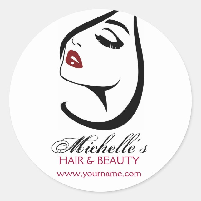 Adesivo Mulher encara lábios vermelhos longos pestanas Íco (Frente)