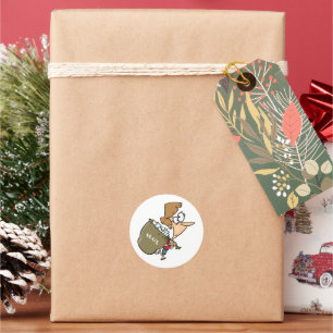 Adesivo Mulher Engraçada Carregando Saca de Correspondênci