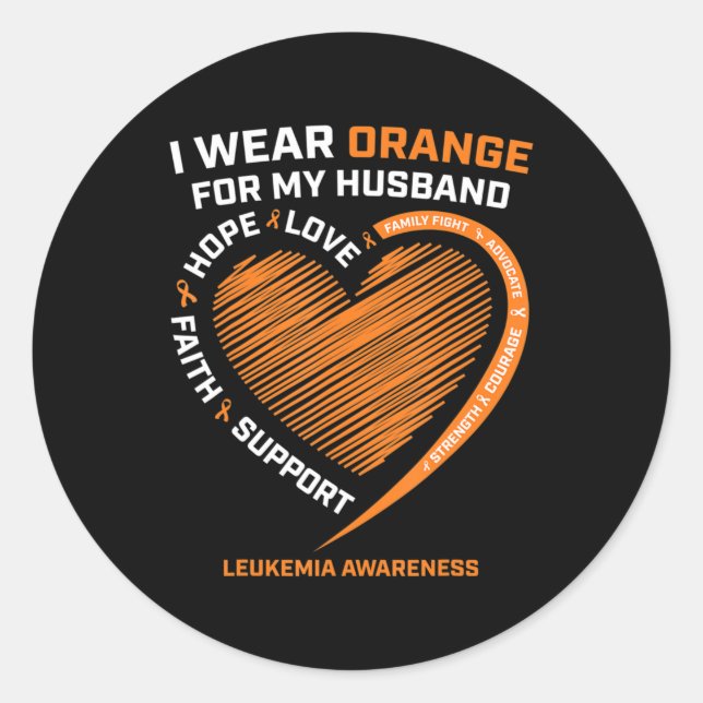 Adesivo Mulher, Eu Visto Laranja Para O Meu Marido Leucemi (Frente)