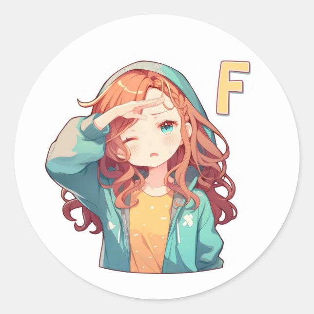 Adesivo Mulher Garota Anime Letra F (Frente)