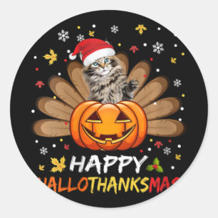 Adesivo Mulher Gato Feliz Feliz Hallothanksmas Dia das Bru