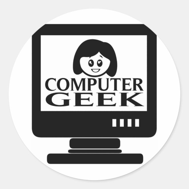 Adesivo Mulher Geek de Computador (Frente)