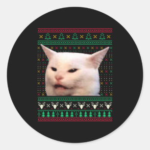 Adesivo Mulher Gritando Com Um Gato Suéteres Feios De Nata