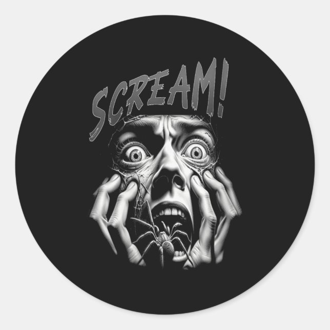 Adesivo Mulher Gritar Horror Face Sder Terror Arach (Frente)