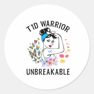 Adesivo Mulher Guerreira T1D Tipo 1 Diabetes consciência 