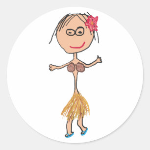 Adesivo Mulher Havaiana na saia da grama
