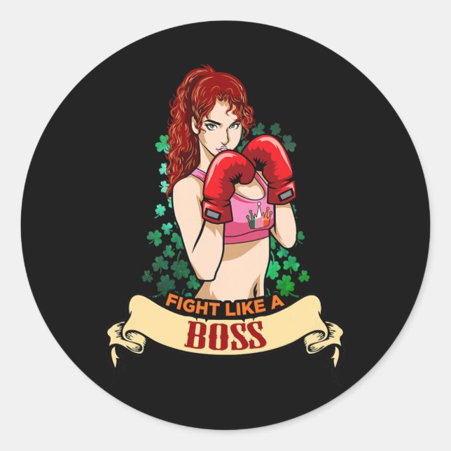 Adesivo Mulher Irlandesa Forte Empoderada Boxe Kickboxing (Frente)