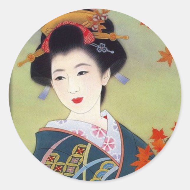 Adesivo Mulher japonesa no quimono azul (Frente)