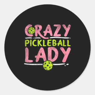 Adesivo Mulher louca de pickleball senhora engraçada de pi