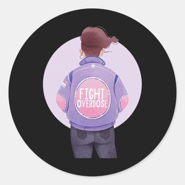 Adesivo mulher luta contra a sobredosagem Roxo (Frente)