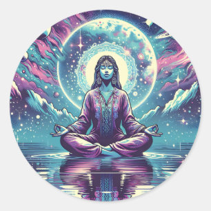 Adesivo Mulher Meditando Arte Espiritual Serena