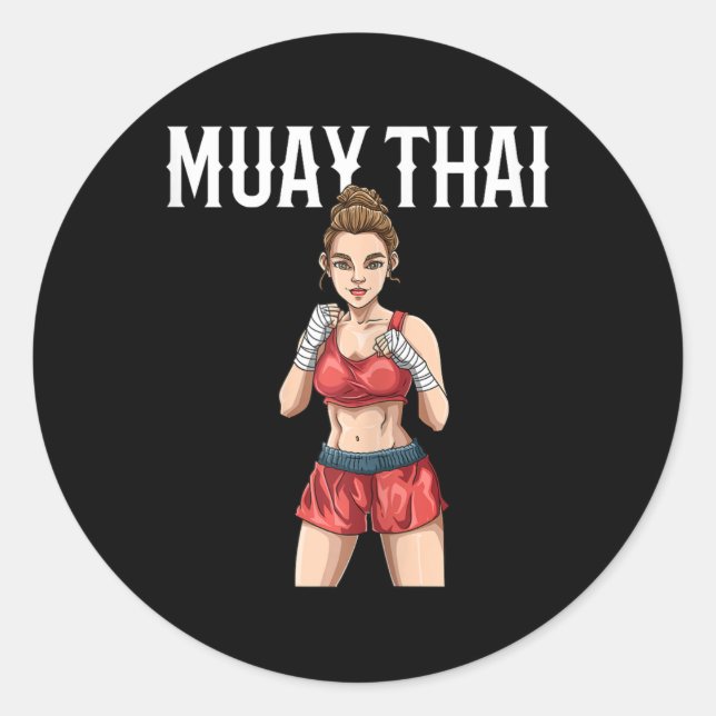 Adesivo Mulher Muay Thai - Boxe Tailandês e Kickboxing  (Frente)