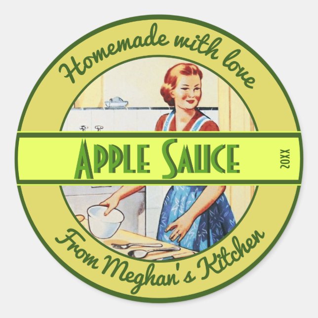 Adesivo Mulher na cozinha cozinhando Comida de texto perso (Frente)