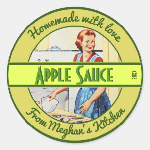 Adesivo Mulher na cozinha cozinhando Comida de texto perso