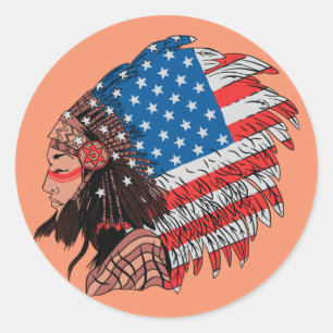 Adesivo Mulher Nativa Americana com Cocar