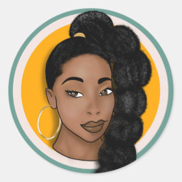 Adesivo Mulher negra, Brilho Sol, Puff Ponytail