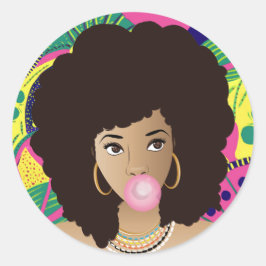 Adesivo Mulher Negra, Bublegum Rosa, Colorida