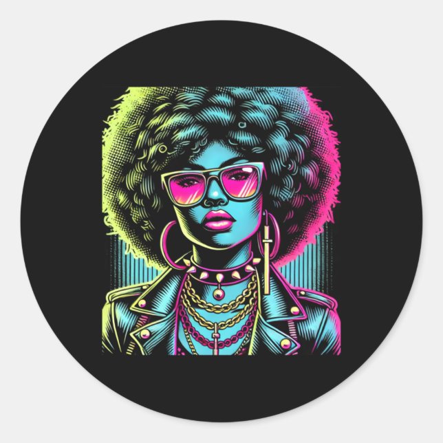 Adesivo Mulher Negra Com Vinheta Afro Grande (Frente)