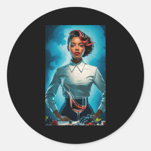 Adesivo Mulher negra elegante respingo de vinho tinto uvas