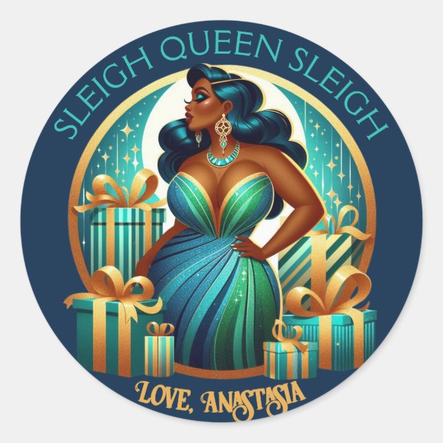 Adesivo Mulher Negra Glamorosa Na moda festiva Natal (Frente)