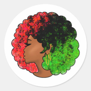 Adesivo Mulher negra pan-africana, orgulho verde vermelho 