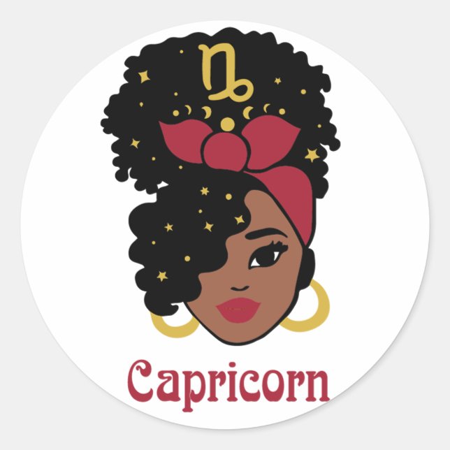 Adesivo Mulher Negra Zodiac Capricórnio (Frente)