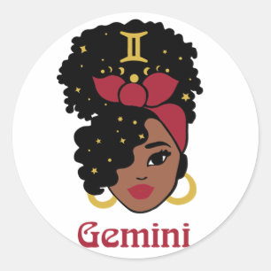 Adesivo Mulher Negra Zodiac Gemini