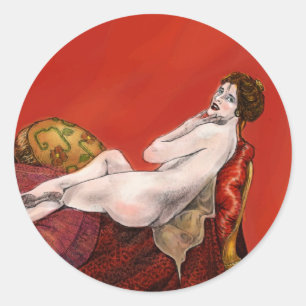 Adesivo Mulher no Red Sofa