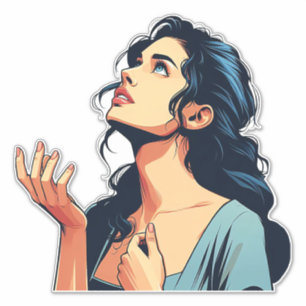 Adesivo Mulher olhando falando com a arte da ilustração de
