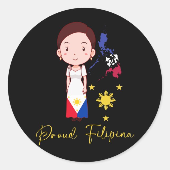Adesivo Mulher orgulhosa das Filipinas Filipina Pide Pinay (Frente)