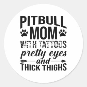 Adesivo Mulher Pitbull Mãe Com Tatuagens Bonito Olhos Espe