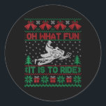 Adesivo Mulher Que Divertido É Viajar Snowmobile Ugly C<br><div class="desc">Mulher Que Divertido É Viajar Um Suéter De Natal Feio</div>