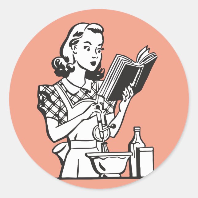 Adesivo Mulher retrô cozinhando engraçado anos 1950 (Frente)