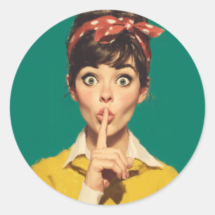 Adesivo Mulher Retro Fazendo um Shh