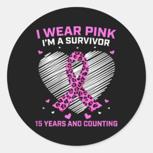 Adesivo Mulher Rosa Fita 15 Anos Sobrevivência do Câncer d