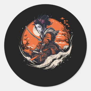 Adesivo Mulher Samurai Japonesa Anime Otaku Vaporwave Japa
