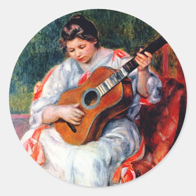 Adesivo Mulher Tocando a Guitarra por Pierre Renoir (Frente)