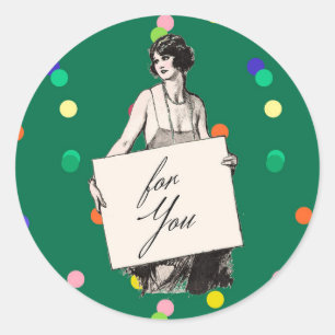Adesivo Mulher Vintage Art Déco dos Anos 1920 com Letreiro