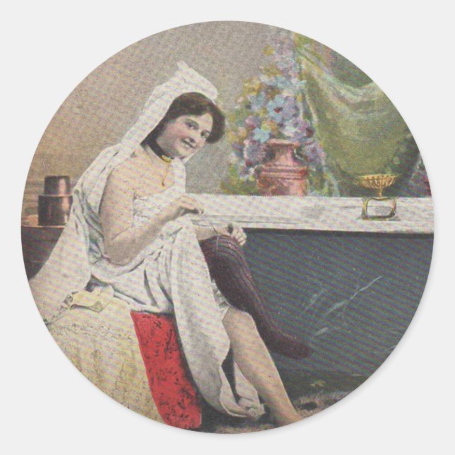 Adesivo Mulher vitoriana banhando-se banho (Frente)