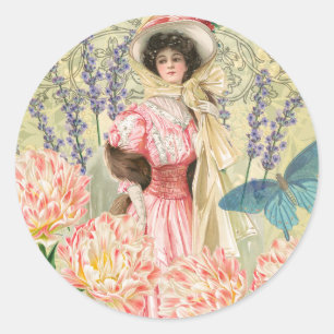 Adesivo Mulher Vitoriana Floral Rosa Regência